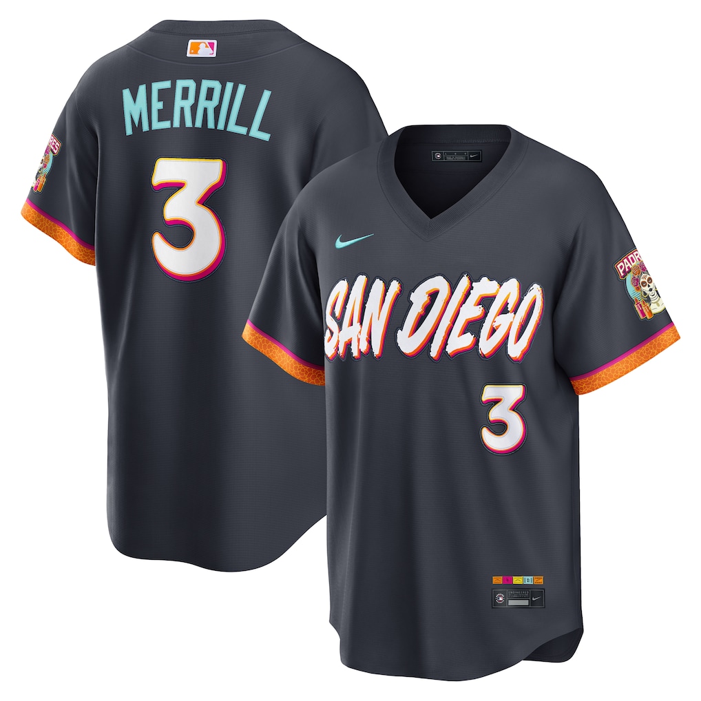 Men San Diego Padres #3 Jackson Merrill Nike Obsidian 2026 City Connect Stadium Jersey->san diego padres->MLB Jersey